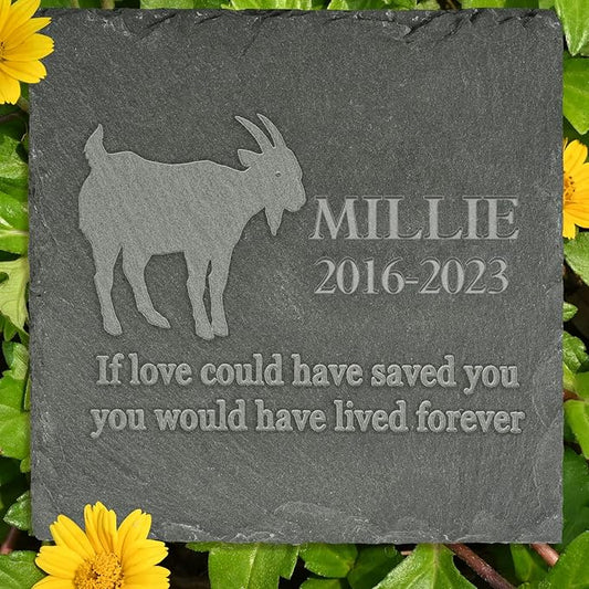 Pet Memorial Stone Gift - Garden Memorial Gravestone - Goat Grave Marker - Sympathy Headstone - Personalized Goat Loss Sympathy Gift - Memorial Gifts - Bereavement Gift for Loss of Pet