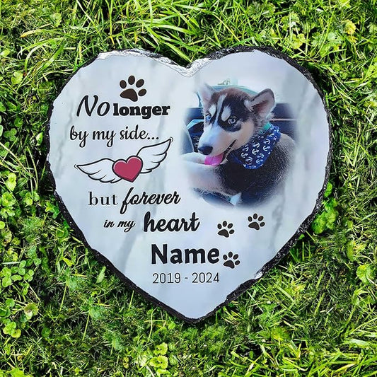 Memorial Stone for Loss of Dog, Personalized Dog Memorial Stone Gifts - Sympathy Remembrance Plaque, Custom Colorful Pet Memory Garden, Passing Away Gifts for Cat Grave Headstones (Heart 01)