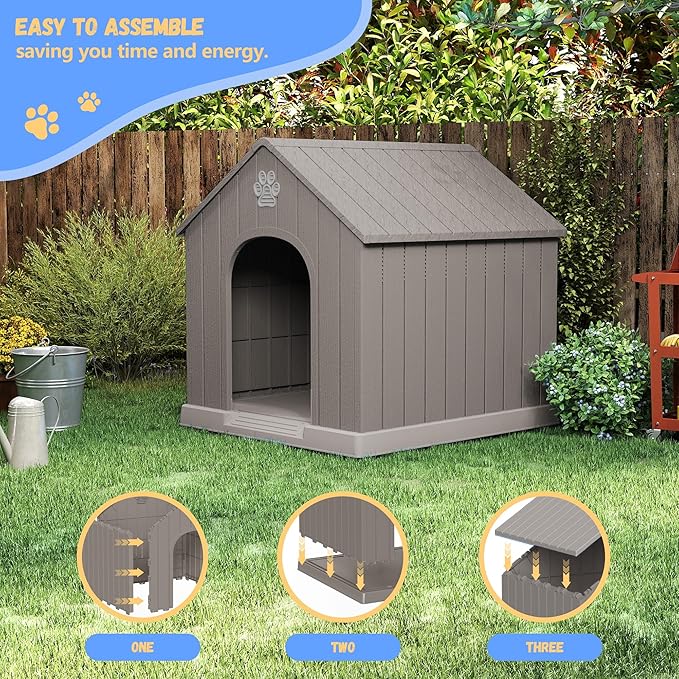 DRATO Dog Houses Resin Small Indoor Outdoor Dog Kennel for All-Weather Use Cozy Shelter for Small Dogs in Home, Garden, or Balcony