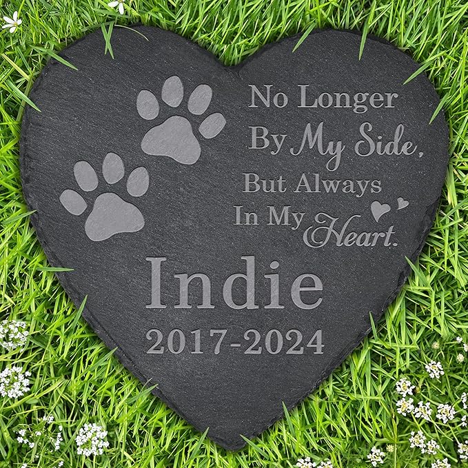 Pet Memorial Stone Headstone for Pet - Memorial for Pet - Pet Keepsake - Loss of Pet - Pet Remembrance - in Memory of Pet (Heart-Shaped)