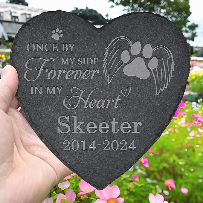 Pet Memorial Gifts, Pet Memorial Stone, Dog Memorial Gifts for Loss of Dog, Pet Remembrance Gift, In Memory of Dog Cat, Loss of Pet Sympathy Gift, Pet Loss Gifts - In My Heart Forever(Heart-shaped)