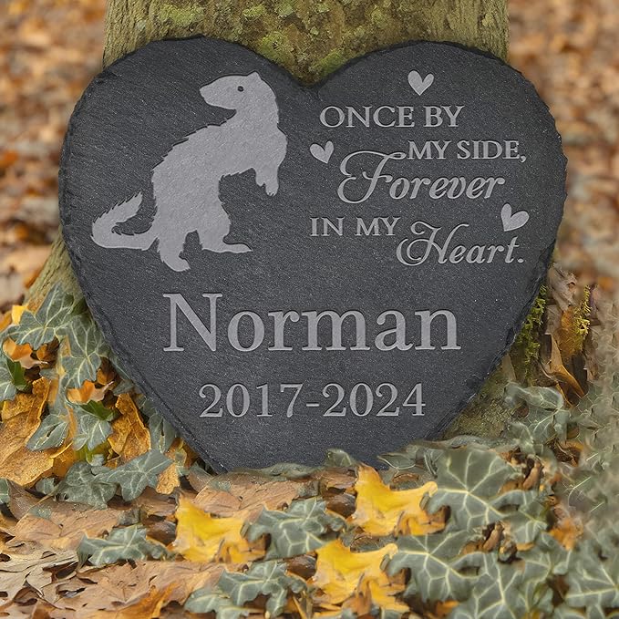 Personalized Pet Memorial, Ferret Memorial Stone, Ferret Tombstone, Ferret Grave Marker, Ferret Memorial Gifts, Ferret Loss - Heart-Shaped