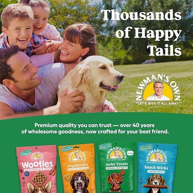 Newman's Own Original Beef Jerky Dog Treats, 25 oz Value Size Bag — High Protein, Grain Free, Grass-Fed Beef as First Ingredient, Chewy Wholesome Rawhide Alternative