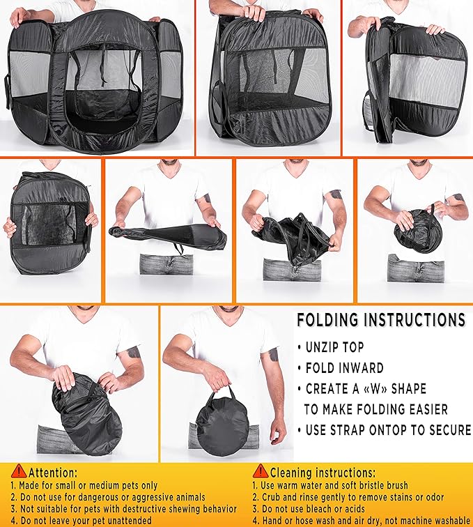 Zento Deals Portable pet playpen – Foldable Collapsible Lightweight Puppy Tent - Indoor or Outdoor Dog Tent, Animal Kennel, Pet Exercise – (23”Width x 24”Length x 23”Height)