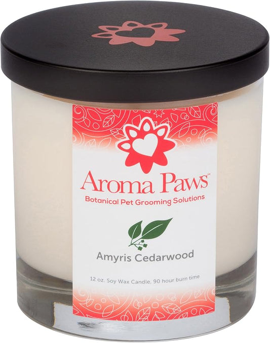 Aromatic Dog Candle – for Canine, Pet Odors – Cotton Wick, Handcrafted – Soy Wax – Reusable, Recyclable Jar – 90 Min. Burn Time – 12 Oz., Amyris & Cedarwood