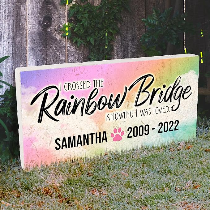 Personalized Pet Memorial Stone, 6x12 Custom Limestone Pet Grave Markers as Keepsake or Pet Remembrance, Thoughtful Pet Loss Gifts for Bereaved Pet Owners, Personalized Memorial Gifts (A. Samantha)
