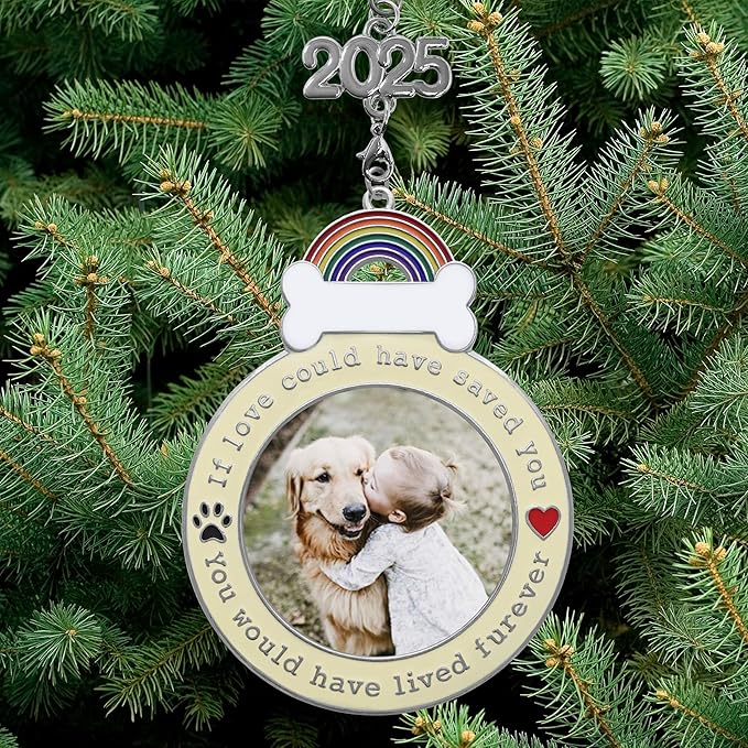 Dog Memorial Keepsake Christmas Ornaments - Set of 3-2025 Dated - If Love Could Have Saved You - Paw Prints and Heart Design - Loss of Pet Gifts - 3.5'D