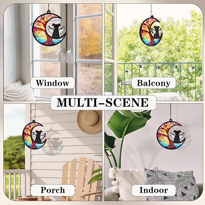DIY Dog Memorial Gifts for Loss of Dog, 2-Layer Dog Angel Memorial Suncatcher with Sympathy Card, Pet Memorial Gifts for Dogs, Loss of Dog Sympathy Gift (Life Tree)