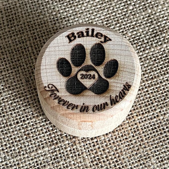 Personalized Memorial Keepsake Box for Pet Ashes and Fur, Custom Name and Date - Pet Paw Engraving Dog Cat Hair Ashes Container Memorial Urn Pet Loss Sympathy Gifts for Pet Lovers Friends