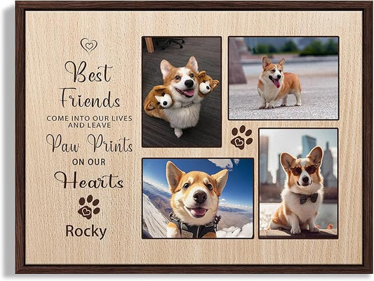 Custom Dog Memorial Gifts for Loss of Dog, Personalized Wall Art with Photo and Name, Forever in My Heart Memorial Canvas Keepsake for Pet Owners Lovers, Customized Dog Loss Sympathy Gifts