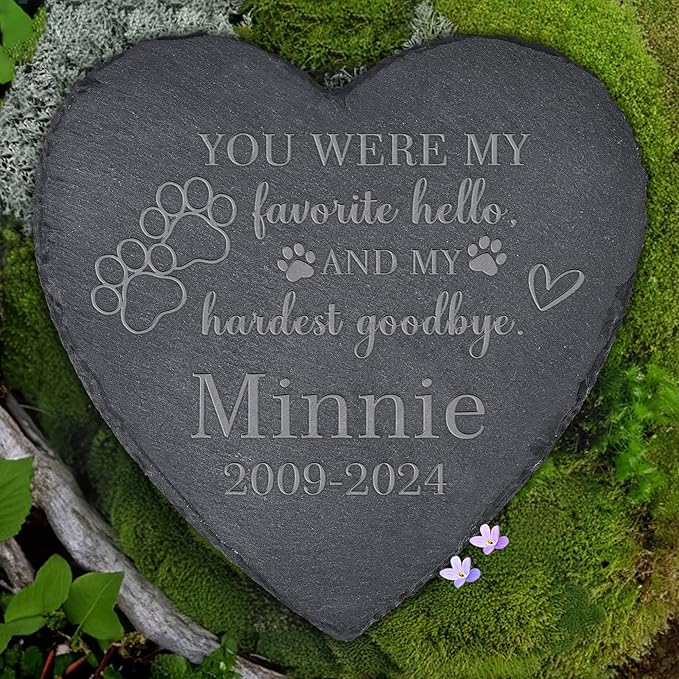 Dog Memorial Gifts for Loss of Dog, Dog Memorial Stone, Pet Memorial Gifts, Pet Memorial Stone, Pet Loss Sympathy Gift, Cat Memorial Gifts, Dog Bereavement Gifts - My Hardest Goodbye