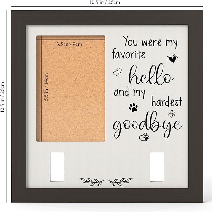 Memorial Sympathy Gifts for Loss of Dogs, 10.5“Memorial Gift for Dogs Cats, Pet Memorial Frame with Collar Holder, Suitable for 4x6 Photos