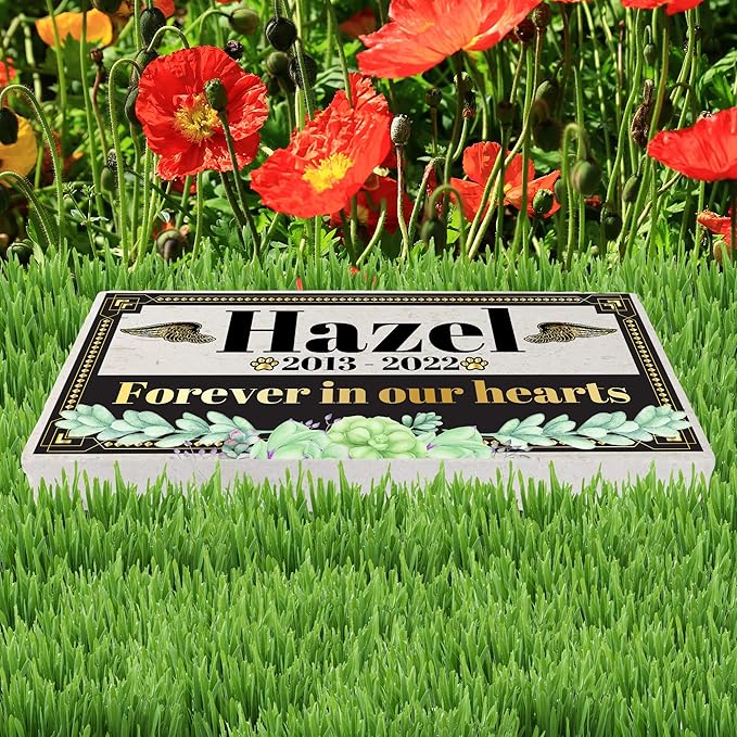 Personalized Pet Memorial Stone, 6x12 Custom Limestone Pet Grave Markers as Keepsake or Pet Remembrance, Thoughtful Pet Loss Gifts for Bereaved Pet Owners, Personalized Memorial Gifts (Hazel)