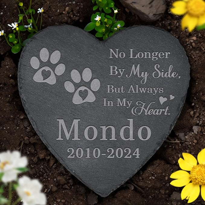 Pet Memorial Stone Pet Headstone - Loss of Pet - Pet Keepsake - Memorial for Pet - Pet Remembrance - in Memory of Pet (Heart-Shaped)