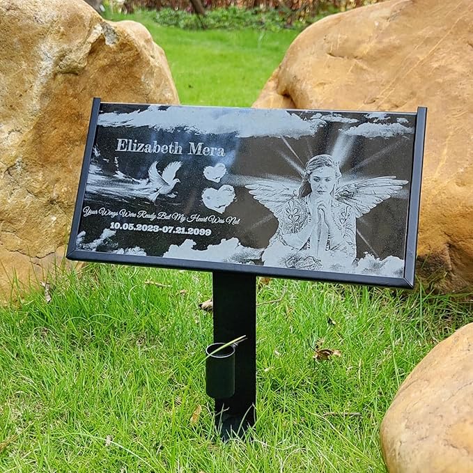 Personalized Heaven Memorial Stone, Headstone for Graves, Grave Marker Cemetery, Tombstone Outdoors, Granite Memorial Garden Stone, Grave Decorations for Cemetery