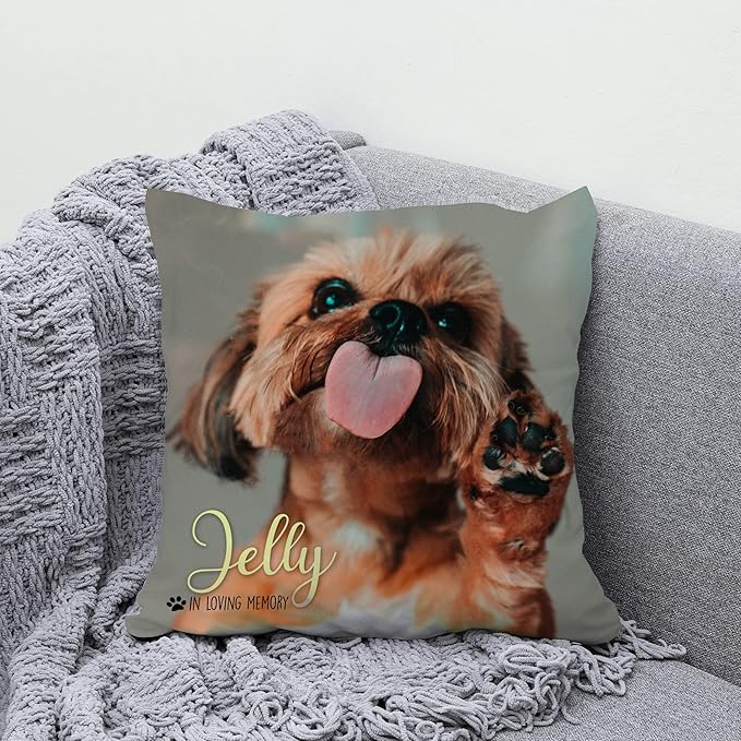 Hyturtle Personalized Pet Photo Memorial Pillow with Insert 12"x12" Double-Sided Printed Sympathy Gifts for Loss of Dog - Dog Remembrance Bereavement Gifts - Custom Memorial Gifts Pillow Home Decor