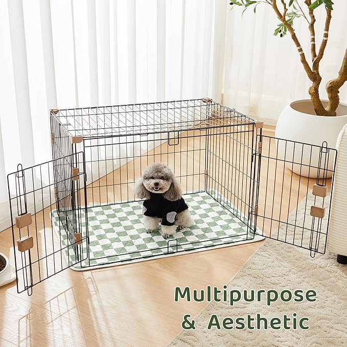 Ralxion 2 Pack Sage Green Checkered Washable Pee Pads for Dogs, Checkered Reusable Dog Pee Pads, for Puppy Playpen, Crate, Whelping Box, Potty Training, Cute Aesthetic Absorbency, Leak-Proof Non-Slip