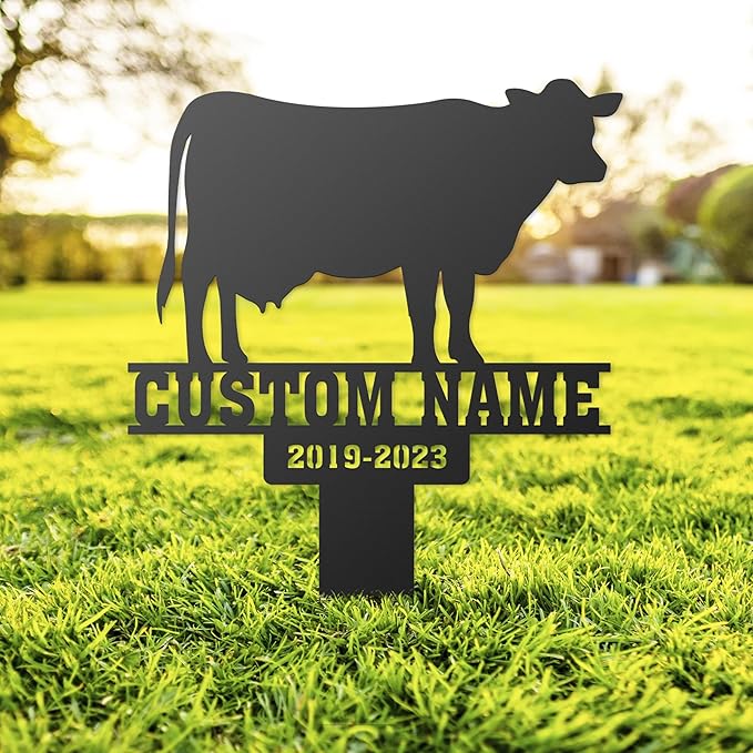 Custom Memorial Metal, Pet Memorial Remembrance Grave Marker, Pet Loss Bereavement Stake, Pet Grave Stake Pet Garden Decor, Loss of Cow Plaque