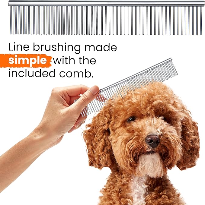 Doodle Brush for Dogs - Goldendoodle Brush with Poodle Comb and Cases Included - Goldendoodle Must Haves Grooming Tools - Designed for Doodles, Labradoodles, Bernedoodles - Medium - Orange