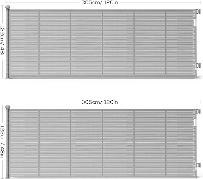 Retractable Baby Gate for Stairs, 42" Tall X 120" Wide Mesh Dog Gate Indoor, Child Gate for Doorways, Hallways, Deck, Indoor Outdoor Pet Baby Safety Essentials for Home, Gray (2 Pack)