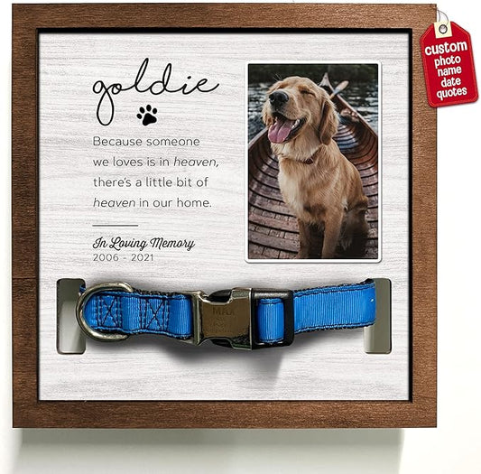 Customized Dog Collar Frame Memorial Pet Loss Sign for Dogs Lovers Gifts With Heartfelt Sentimental Quote For Someone Who Lost A Pet Keepsake Picture Frame Remembrance Decor Wall Remembrance