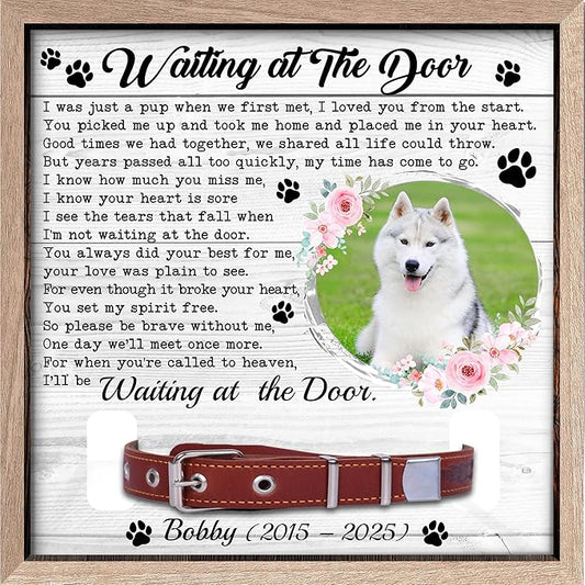 Dog Collar Picture Frame Memorial – Personalized Pet Loss Gift – Pet Memorial Frame with Collar Holder & Photo – Dog Memory Frame for Loss of Dog