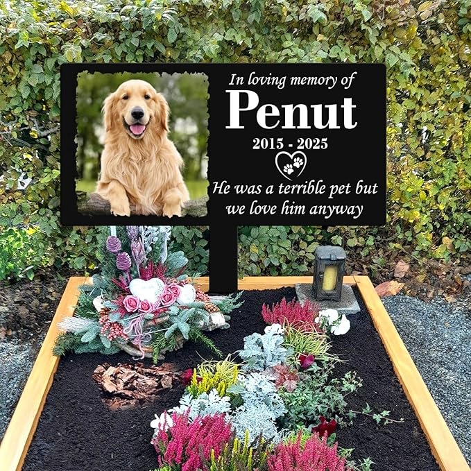 Personalized Metal Pet Grave Markers Dog, Memorial Dog Plaque, Waterproof Dog Grave Markers Outdoor for Memorial Yard, Customized Grave Markers for Dogs with Photo