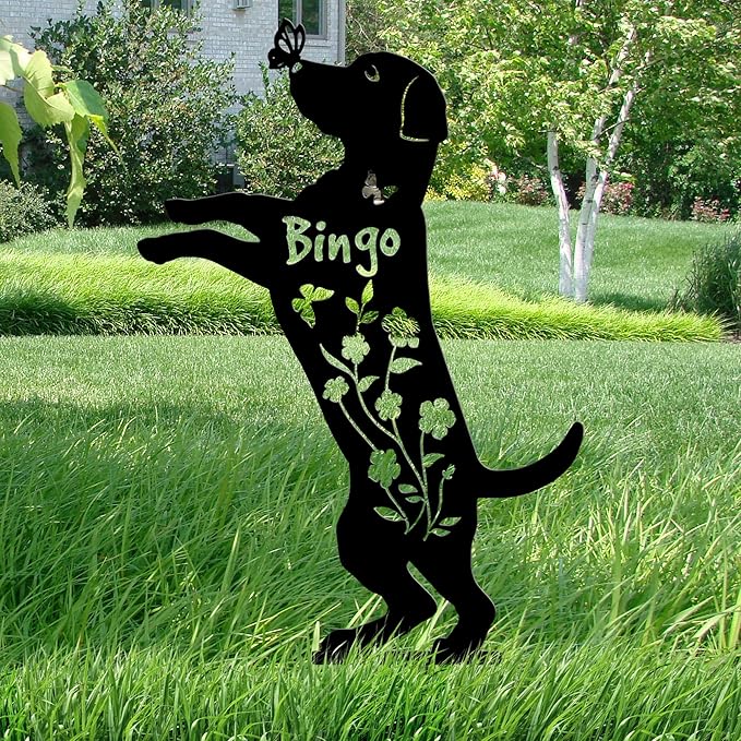 Personalized Metal Dog Name Grave Sign Stake, Custom Pet Garden Yard Decor, Pets Memorial Marker Plaque Gifts for Loss Pets, Outdoor Lawn Backyard Sympathy Gift
