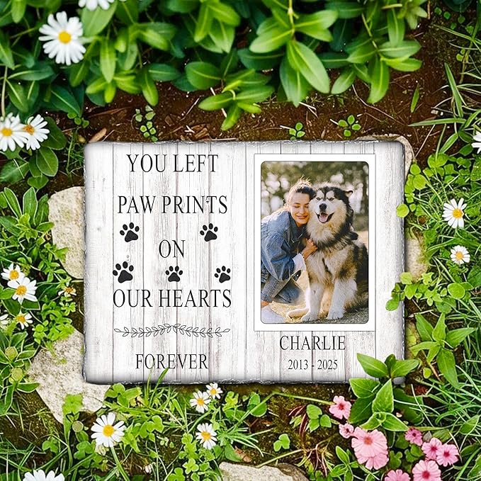 Custom Pet Memorial Personalized Cat Memorial Headstone | Best Remembrance Gifts with Photo in Loving Memory Dog Loss Gift | Personalized Gifts for Pet Lovers in Memory of Dog Garden Stone
