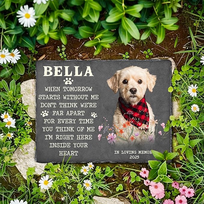 Custom Pet Memorial Stone for Loss of Dog | Personalized Remembrance Gift for Pet Lovers | Grave Marker with Photo & Quote | Dog Memorial Garden Keepsake