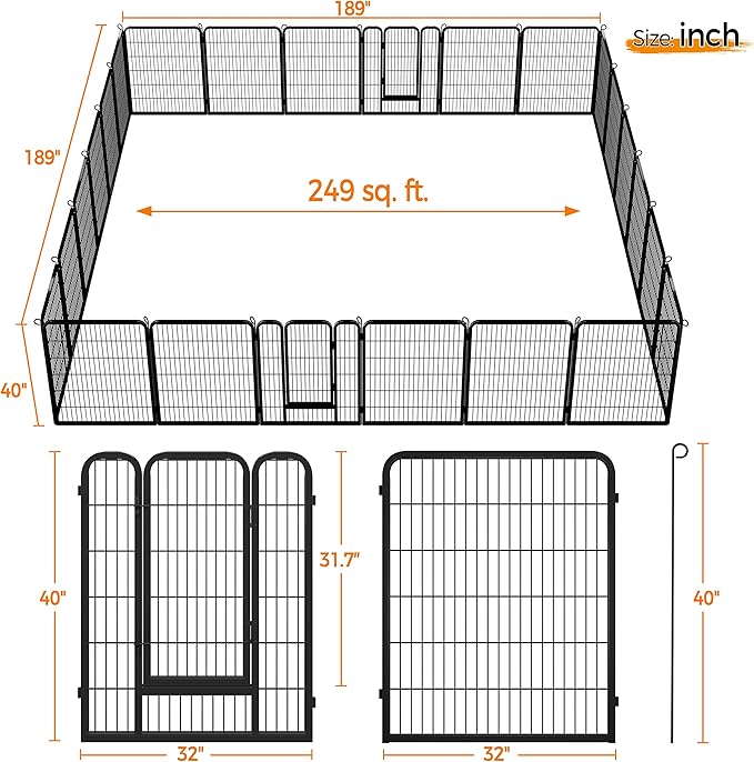 Yaheetech Dog Playpen Indoor, Extra Wide Outdoor Dog Fence Foldable Pet Puppy Exercise Pen for Yard/Garden/RV Camping, 24 Panels 40 Inch Height x 32 Inch Width