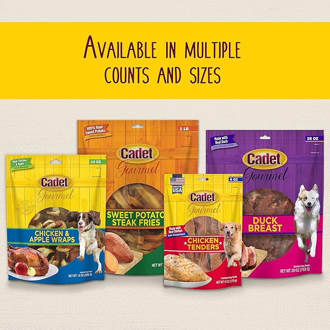 Cadet Gourmet Twists Sticks- Long Lasting & Natural Dog Treats for Large & Small Dogs Beef Hide & Duck - Inspected & Tested in USA (50 Count) (Pack of 2)