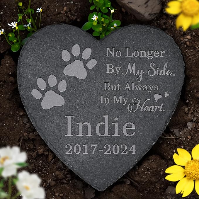 Pet Memorial Stone Headstone for Pet - Memorial for Pet - Pet Keepsake - Loss of Pet - Pet Remembrance - in Memory of Pet (Heart-Shaped)