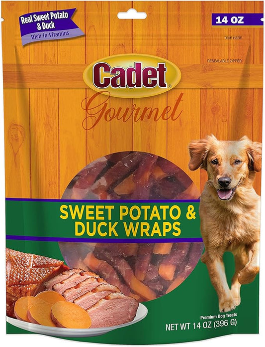 Cadet Gourmet Sweet Potato & Duck Wraps Limited-Ingredient Dog Chews, Healthy and Natural Training Treats for Small and Large Dogs, 14 oz