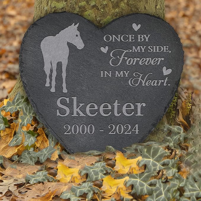 Personalized Pet Memorial, Horse Memorial Stone, Horse Tombstone, Horse Grave Marker, Horse Memorial Gifts, Horse Loss - Heart-Shaped