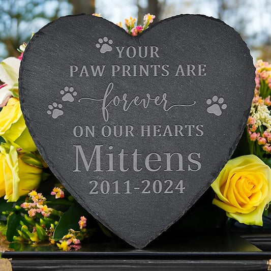 Pet Memorial Gifts, Pet Memorial Stone, Dog Memorial Gifts for Loss of Dog, Pet Remembrance Gift, In Memory of Dog Cat, Loss of Pet Sympathy Gift, Pet Loss Gifts - Forever on Our Hearts(Heart-shaped)
