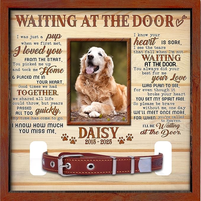 Custom Dog Collar Frame Memorial – Pet Loss Shadow Box with Photo and Collar Slot – Dogs Remembrance Gift for Passing Away – RIP Dog Tribute Display