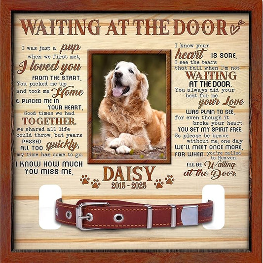 Custom Dog Collar Frame Memorial – Pet Loss Shadow Box with Photo and Collar Slot – Dogs Remembrance Gift for Passing Away – RIP Dog Tribute Display