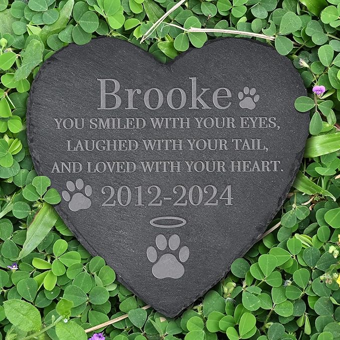 Pet Memorial Gifts, Pet Memorial Stone, Dog Memorial Stone, Dog Memorial Gifts for Loss of Dog, Cat Memorial Gifts, Pet Loss Gifts, Loss of Dog Sympathy Gift, In Memory of Pet - Loved With Your Heart