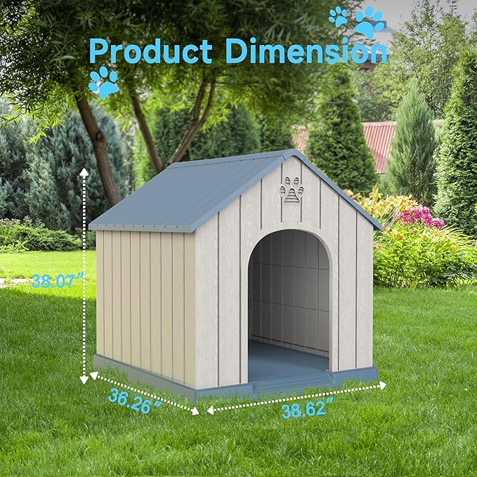 DRATO Large Dog House with Waterproof- Indoor & Outdoor Pet Shelter for Small to Large Dogs, Easy Clean & Quick Assembly
