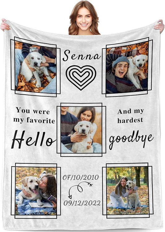 Funny DIY Personalized Pet Memorial Blanket with Photo Pet Memorial Gifts for Dogs Cats Loss of Dog Sympathy Gift Dog Bereavement Remembrance Pets Loss Gifts Custom Dogs Picture Blanket