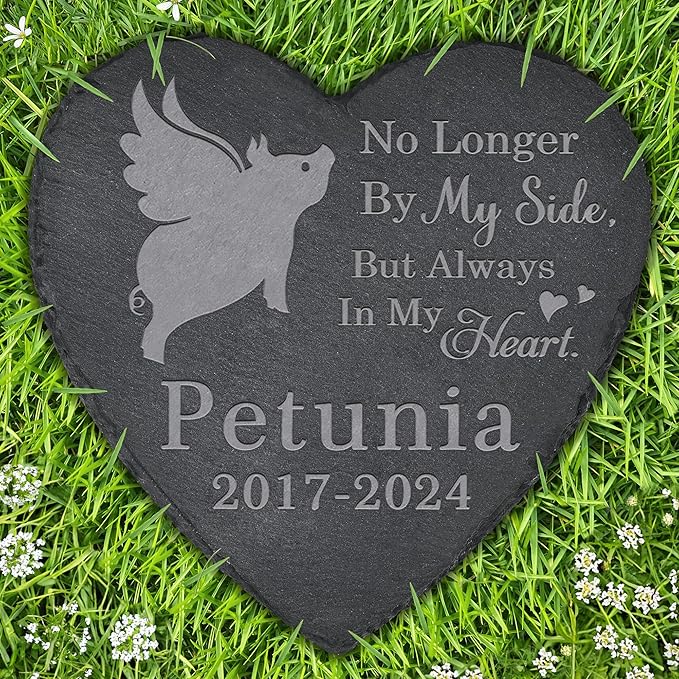 Pig Memorial Stone Pig Headstone - Memorial for Pig - Loss of Pig - Pig Keepsake - Pet Remembrance Pig - in Memory of Pig (Heart-Shaped)