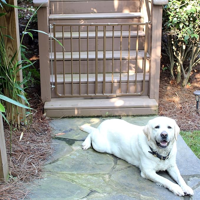 Cardinal Gates SS30OD Outdoor Baby Gate for Top of Stairs-Adjustable Outdoor Dog Gate-Aluminum Safety Gate for Kids & Pets - Can Install at Angles - 27 to 42.5 Inches Wide - White - USA Based Company