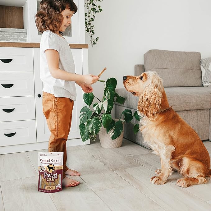 SmartBones Pretzel Sticks Dipped With Real Cheese, 8 Count, Rawhide-Free Chews For Dogs, (Pack of 6), Count: 48