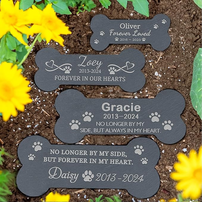 Dog Memorial Gifts for Loss of Dog, Pet Memorial Stone, Pet Memorial Gifts for Dogs, Loss of Dog Sympathy Gift, Dog Bereavement Gifts, Pet Loss Gifts - Forever in My Heart Bone