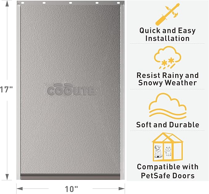 2 Pack Dog Door Replacement Flap with Magnetic Closure, Compatible with PetSafe Freedom Dog and Cat Door PAC11-11039 Large 10 1/4" w x 17" h with 10PCS Screws