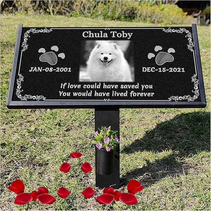 Dogs Headstones,Pet Headstones for Dogs Personalized,Black Granite Memorial Garden Stone Customized Gravestone Markers, Cat、Dog Gravestone Markers Gifts (Dog Headstone-1, 16 * 8inch(40-20cm))