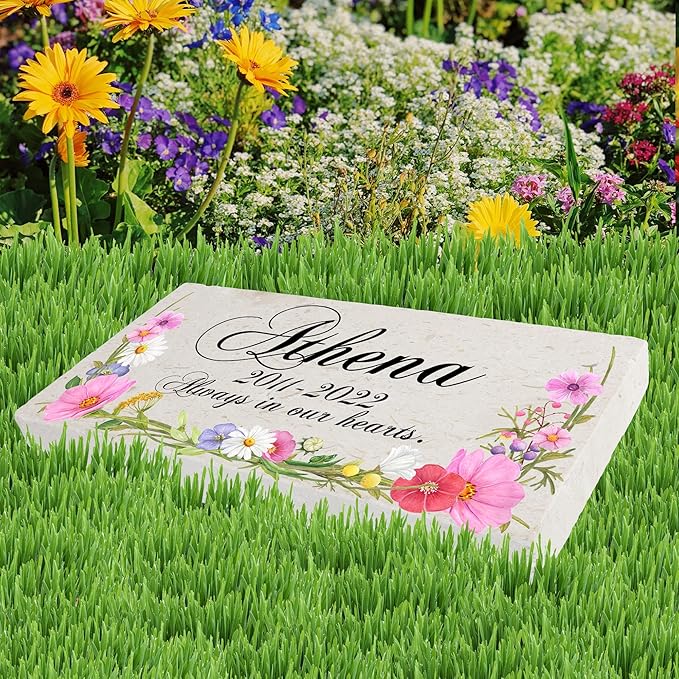 Personalized Pet Memorial Stone, 6x12 Custom Limestone Pet Grave Markers as Keepsake or Pet Remembrance, Thoughtful Pet Loss Gifts for Bereaved Pet Owners, Personalized Memorial Gifts (Athena)