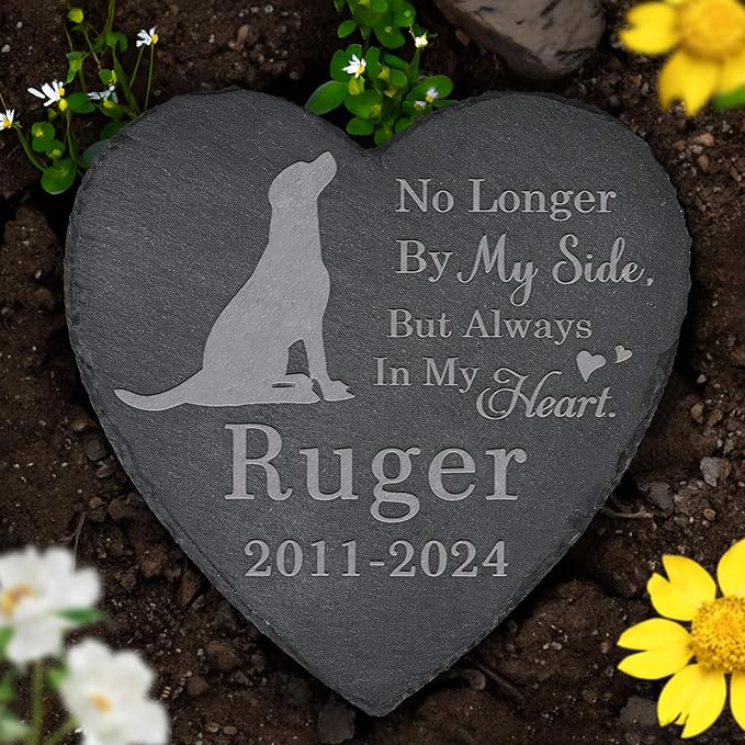 Dog Memorial Stone Dog Headstone - Memorial for Dog - Loss of Dog - Dog Keepsake - Pet Remembrance Dog - in Memory of Dog (Heart-Shaped)