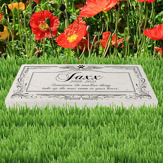 Personalized Pet Memorial Stone, 6x12 Custom Limestone Pet Grave Markers as Keepsake or Pet Remembrance, Thoughtful Pet Loss Gifts for Bereaved Pet Owners, Personalized Memorial Gifts (Jaxx)
